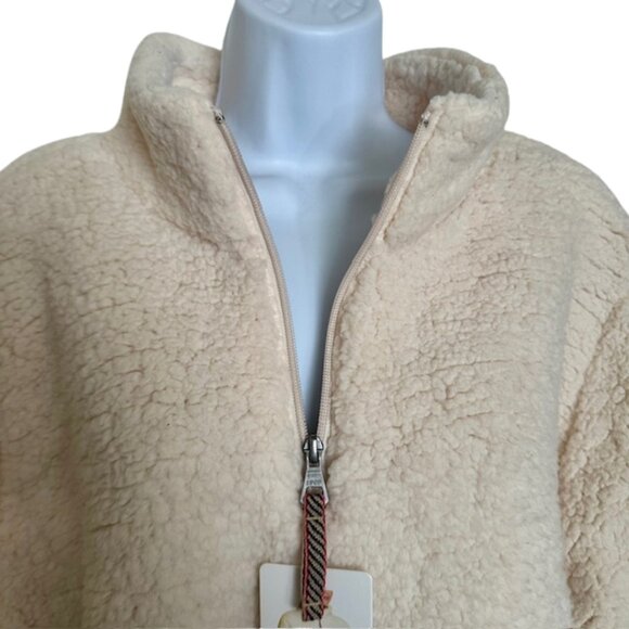 New! Ivory Sherpa 1/4 Zip Pullover Coat Jacket - Picture 2 of 12